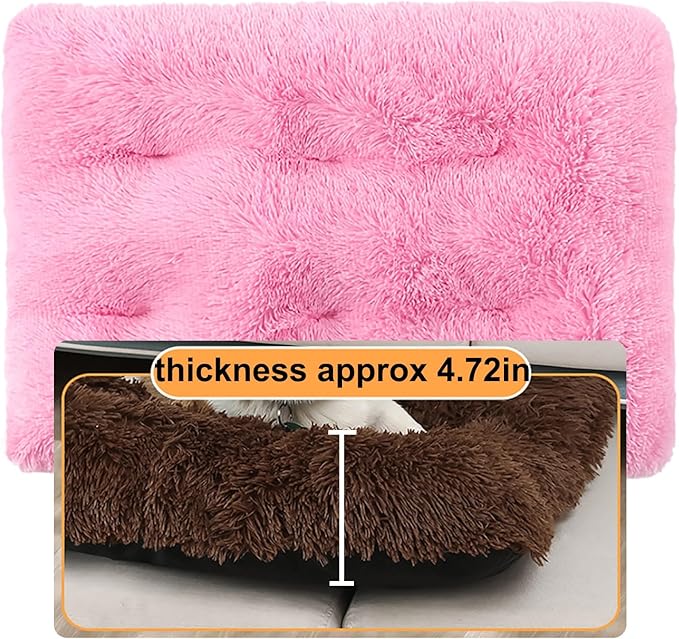 Dog Crate Mat, Dog Bed for Large Dogs, Comfy Fluffy Kennel Pad Anti-Slip for Dog beds & Furniture, Quilted Dog Bed for Pets for Medium/Small Dogs Cats (Color : Pink 3, Size : 43x29)