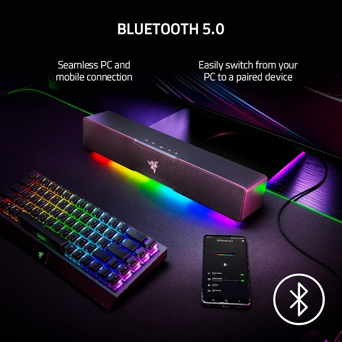 Razer Leviathan V2 X, PC Soundbar with Full-Range Drivers, Black | Compact Design, Chroma RGB, USB-C, Bluetooth 5.0, for PC, Laptop, Smartphones, Tablets & Nintendo Switch