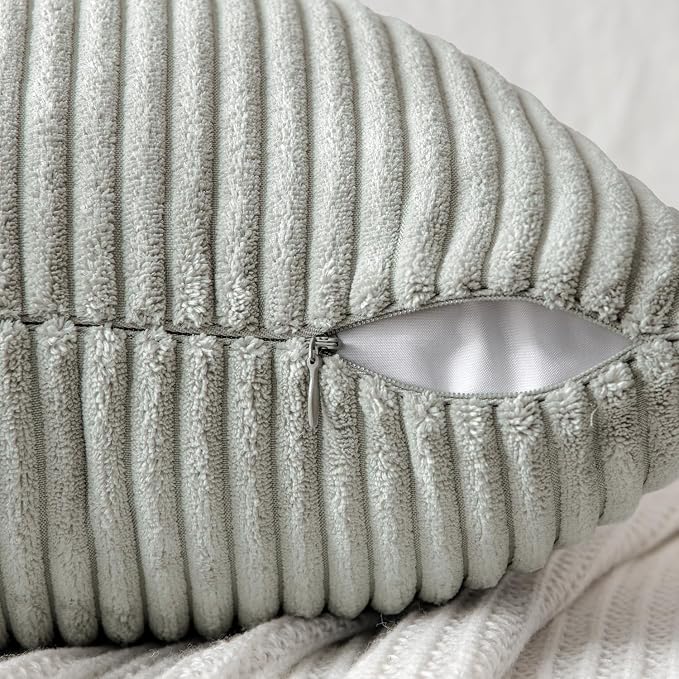 MIULEE Silver Grey Decorative Throw Pillow Covers 16x16 Inch for Couch Bed Sofa Pack of 2 Boho Farmhouse Throw Pillows Soft Cross Corduroy Patchwork Textured Cushion Cases