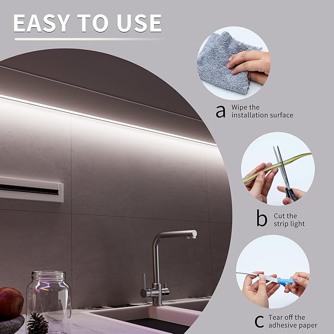 MIWISE CCT COB LED Strip Light Tunable White,32.8ft/10m Dimmable 2700K-6500K CRI90+ 24V LED Tape Light,for Under Cabinet Bedroom Kitchen DIY Lighting(Power Supply & Controller NOT Included)