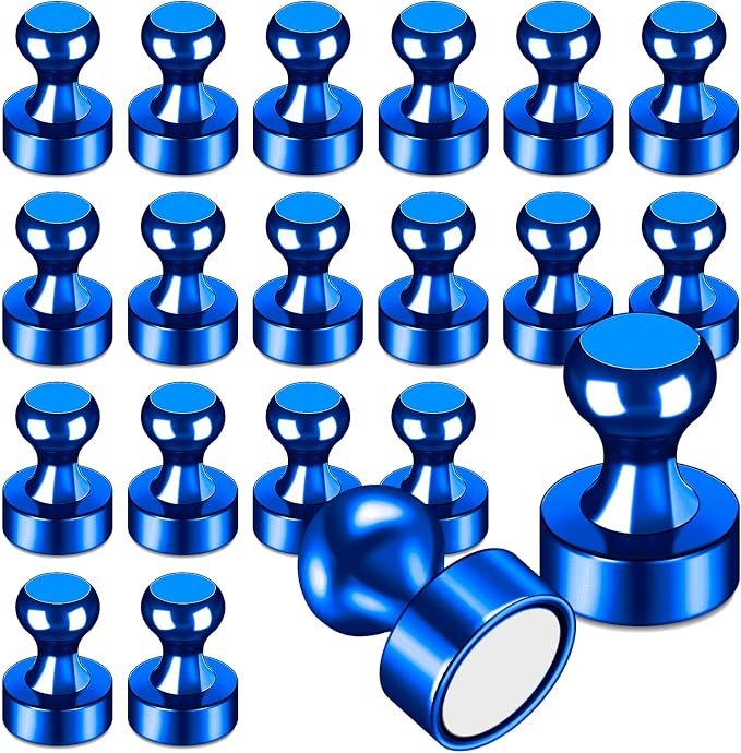 LOVIMAG Fridge Magnets 20Pcs, Magnet for Refrigerator Whiteboard, Blue | Small Strong Neodymium Metal Cute Push Pin for Classroom, Kitchen, Accessories Decorative, Office, Calendar
