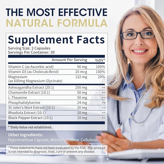 2pack Cortisol Supplement,10-in-1 Cortisol Reducer Manager for Women,with Magnesium, Ashwagandha,Rhodiola, L-Theanine