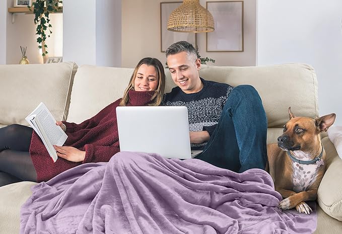 Utopia Bedding Fleece Bed Blanket California King Size Lilac (102x96 Inch) | Microfiber Plush Warm Lightweight Breathable Cozy Blanket Anti-Static, All Season Use, Gift for Women and Men
