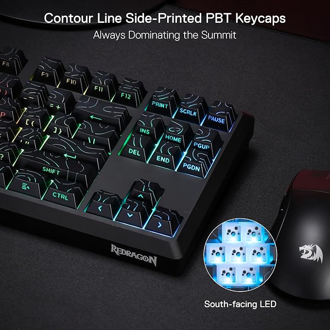 Redragon K737 PRO Wireless 87 Keys Gasket Gaming Keyboard, 80% Premium CNC Aluminum Mechanical Keyboard, Hot-Swap South-Facing LED Socket, 5-Layer Noise Dampening, Side-Printed PBT Contour Line Keycap