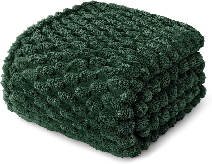 Whale Flotilla Soft Fleece Queen Size Bed Blanket 3D Jacquard Emerald Green | Lightweight Breathable Coverlet Bedspread for All Seasons, Super Cozy Plush Fluffy Fuzzy Decorative Blanket for Bed, 90"x90"