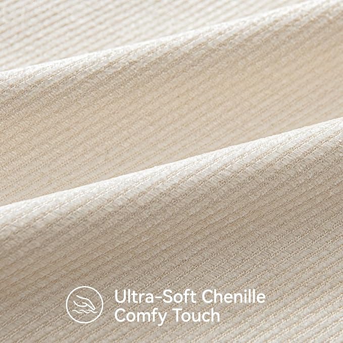 a moment Pack of 2 Decorative Chenille Throw Pillow Covers with Twill Cushion Covers for Sofa Living Room Couch Bed 22x22 Inch Raw White