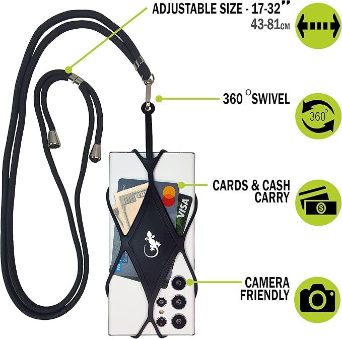 Gecko Travel Tech Cell Phone Lanyard Phone lanyards for Around The Neck Neck Lanyard Phone Crossbody