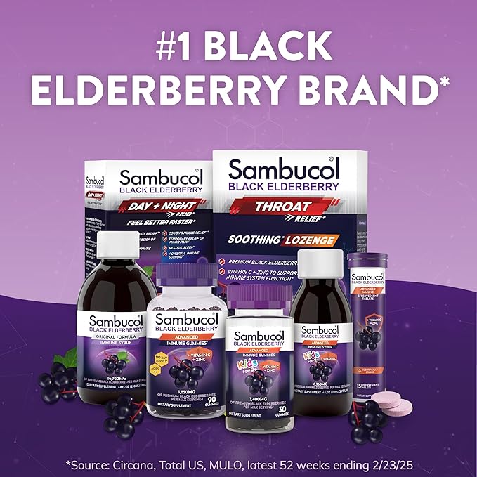 Sambucol Black Elderberry Gummies for Kids - Elderberry Kids Gummies, Kids Elderberry Gummies with Zinc and Vitamin C, Elderberry for Kids - 30 Count
