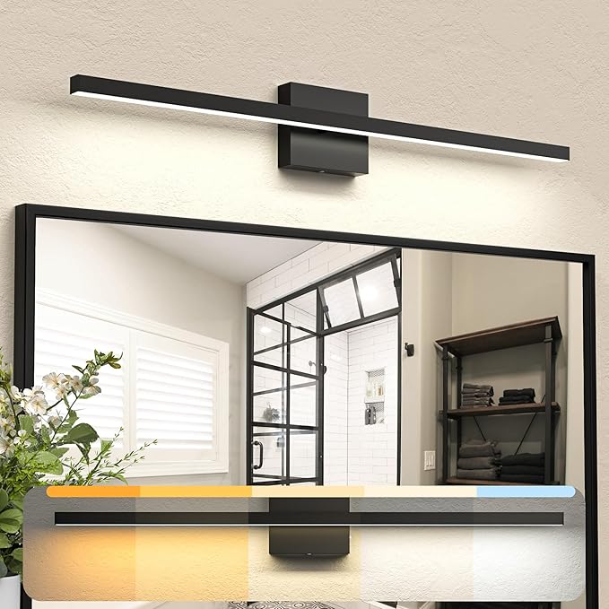 NIORSUN 31.5 inch Black Bathroom Vanity Light,18W 5CCT Dimmable LED Bathroom Lighting Fixtures Over Mirror, Modern Vanity Lights for Bathrooms Restroom Mirror- ETL Certified
