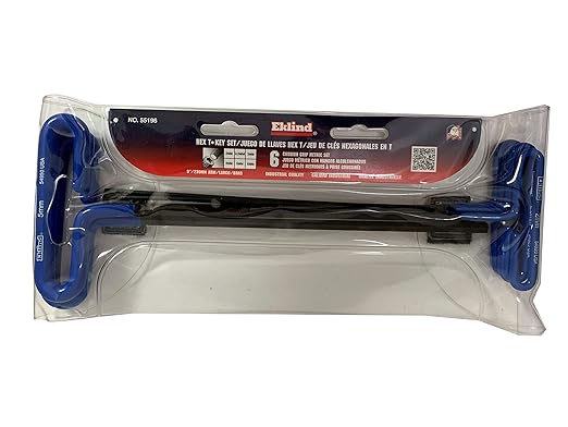 Eklind Tool 55196 Cushion Grip Hex T-Key allen wrench - 6pc set Metric MM sizes 2-6 (9In shaft)