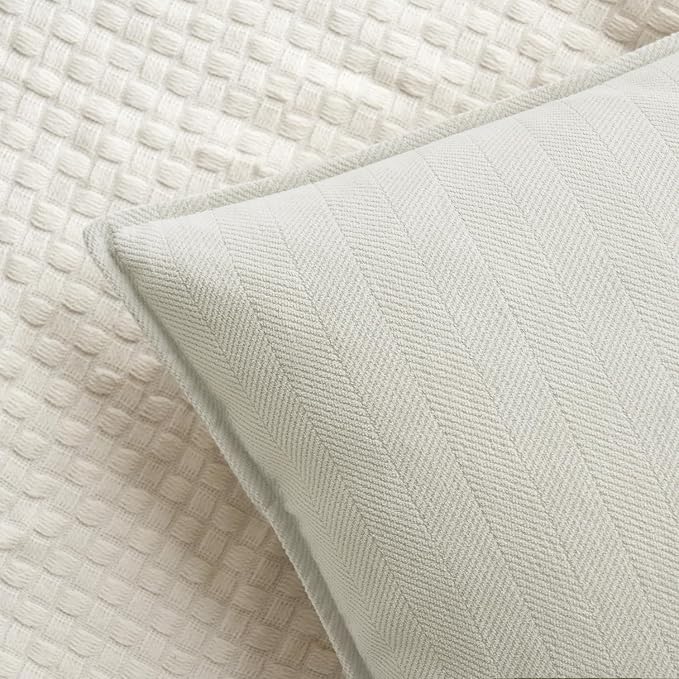 MIULEE Pack of 2 Cream White Euro Shams Chenille Pillow Covers 24x24 Inch | Decorative Soft Couch Throw Pillows,Farmhouse Cushion Covers,Elegant Design for Sofa,Bed,Living Room,Summer Decor