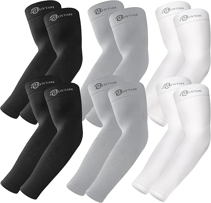 BHYTAKI UV Sun Protection Arm Sleeves, UPF 50 Sports Cooling Arm Compression Sleeves for Men Women Teenager