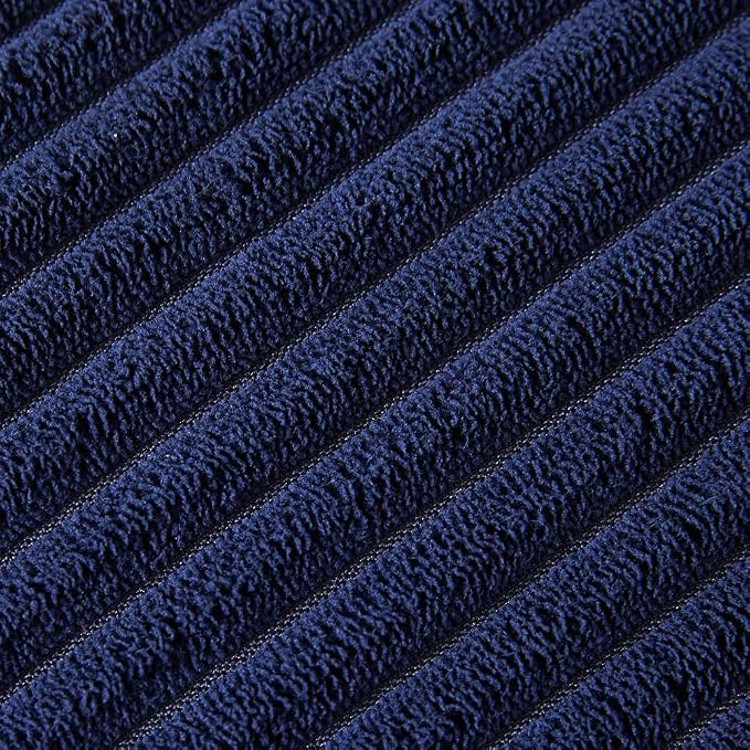 Fancy Homi Pack of 2 Corduroy Soft Decorative Throw Pillow Covers with Pom-poms, Solid Square Cushion Case Pillow Cases Set for Couch Sofa Bedroom Car Living Room (16x16 Inch/40x40 cm, Navy Blue)