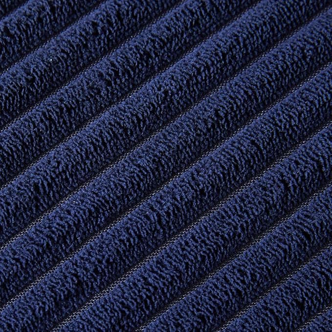 Fancy Homi 2 Pack Navy Blue Lumbar Decorative Throw Pillow Covers 12x24 Inch with Pom-poms for Couch Bedroom Sofa, Farmhouse Boho Home Decor, Soft Corduroy Solid Rectangle Cushion Case 30x60 cm