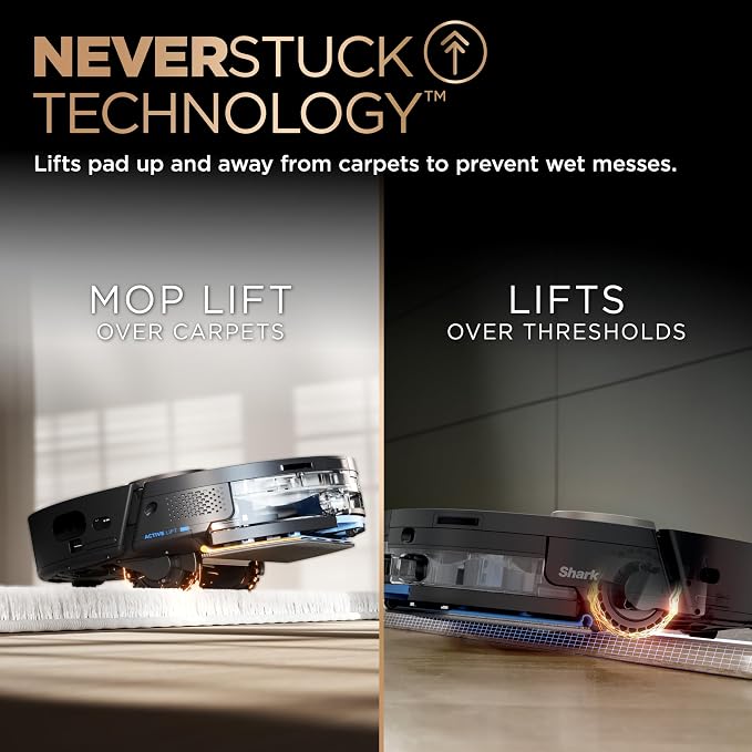 Shark PowerDetect NeverTouch Pro Robot Vacuum & Mop, Black,RV2820ZE | 5 PowerDetect Technologies, NeverStuck, NeverTouch Pro Base (Self-Empty 60-Day, Refill, Pad Wash/Dry), 360° LiDAR + 3D Sensor