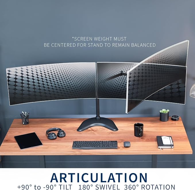 VIVO Dual LED LCD Monitor Free-Standing Desk Stand