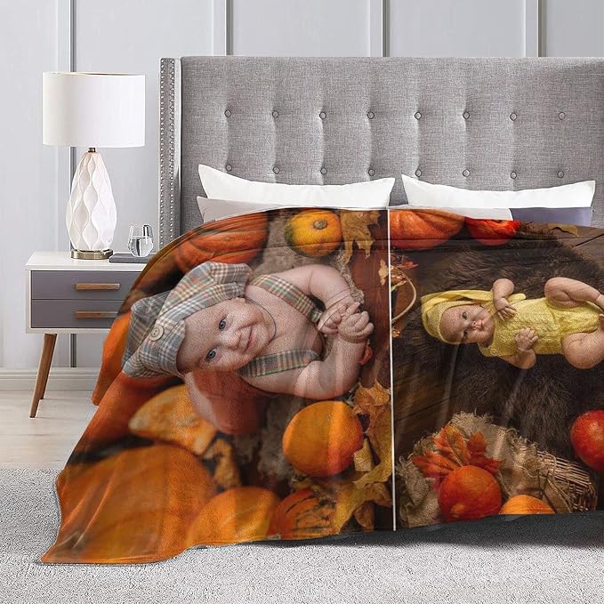 QETXVI Custom Blanket with Photos Text Customized Blanket Personalized Flannel Throw Blankets for Adult Kid Birthday Christmas Halloween Fathers Mothers Valentines Gift - 40"x 50"