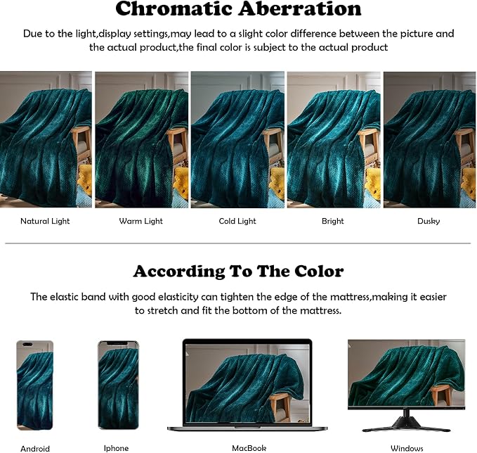 NEWCOSPLAY Fleece Leaves Pattern Twin Blanket, Dark Teal, 60"x80" | Super Soft Throw Blanket, Lightweight Cozy Bed Sofa Blanket, Premium Silky Flannel Fleece, Travel Blanket for All Season Use