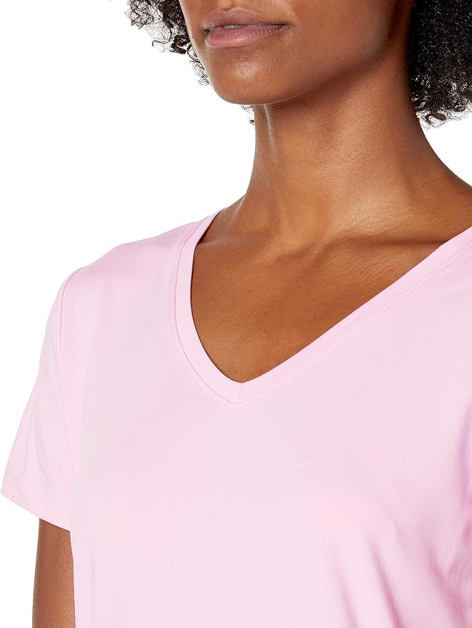 Amazon Essentials Women's Active Quick Dry Tech Stretch Short-Sleeve V-Neck T-Shirt (Available in Plus Size), Pack of 2
