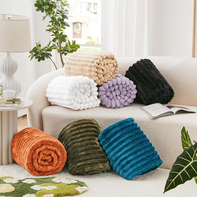 EXQ Home Gentle Soft Fleece Throw Blanket – Cozy Lightweight Blanket for Couch Bed – All-Season Warm Fuzzy Flannel Blanket for Women Mom Her – Gifts for Birthday(50"x60",White)