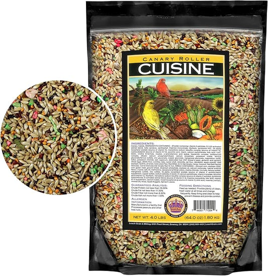 Canary Cuisine 4 Lbs, Premium Mixed Fruit and Birdseed with Essential Vitamins and Minerals, Canary Bird Food, Supports Daily Energy Growth & Healthy Balanced Diet, Bird Seed for Pet Birds