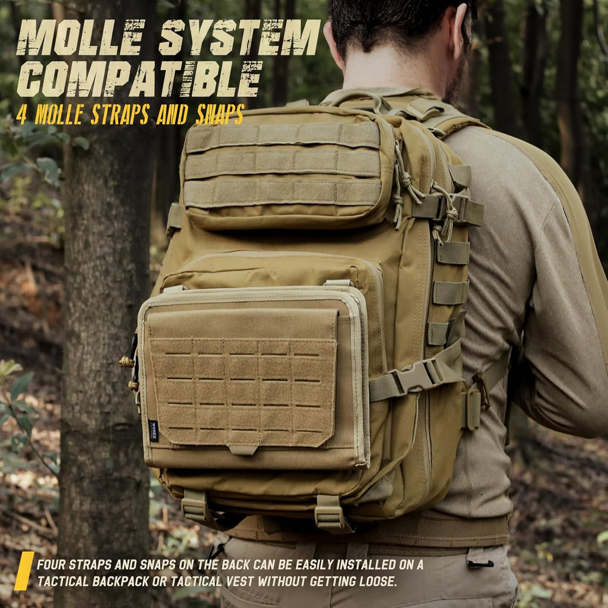 WYNEX Tactical Folding Admin Pouch - Laser-Cut Molle Tool Bag | EDC Medical Organizer with U.S. Patch