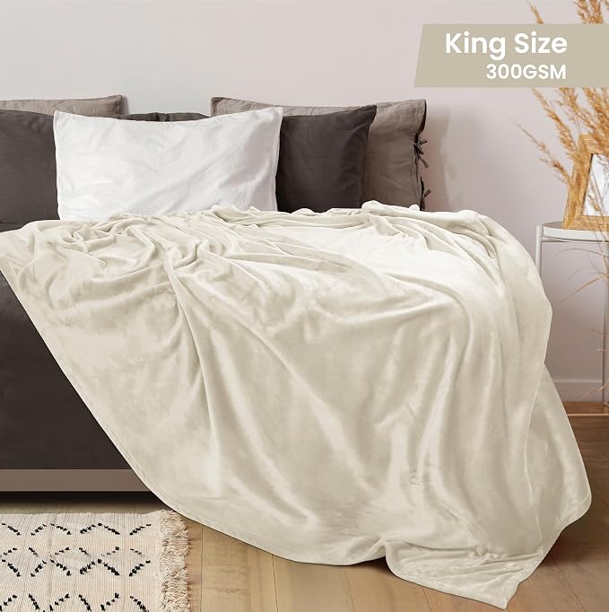 Utopia Bedding Ultra Soft Fleece Bed Blanket King Size Linen (90x102 Inch) | Microfiber Plush Warm Lightweight Breathable Cozy Blanket Anti-Static, All Season Use, Gift for Women and Men