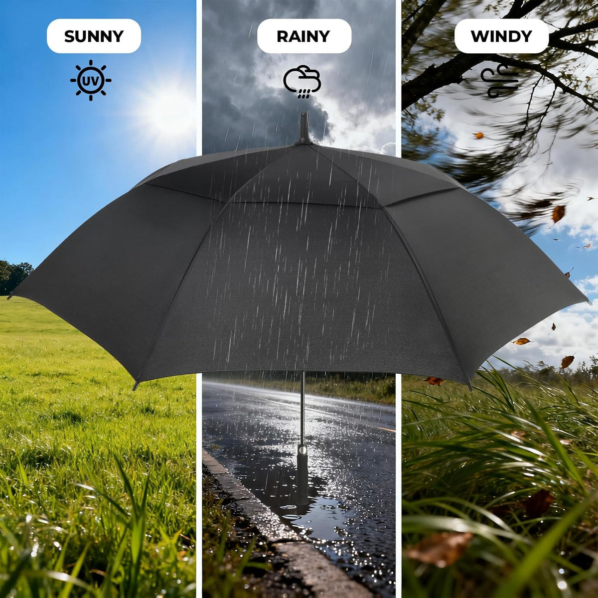 ZDSSM Automatic Open Golf Umbrella - Extra Large 54/62/68/72 Inch Windproof & Waterproof Canopy