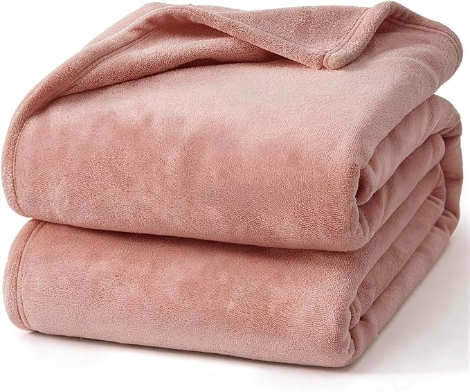 Hansleep King Dusty Pink Fleece Blanket, Soft Flannel Bed Blanket | Fuzzy Cozy Blanket 90x108 Inches, Multi-use for Bed, Sofa, Couch, Travel, Camping, All Season Warm Lightweight Cover