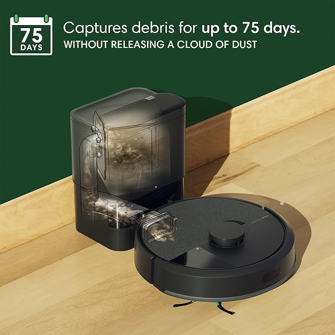 iRobot Roomba 105X Robot Vacuum & Mop Combo, AutoEmpty Dock, Self‑Emptying for Up to 75 Days, 70× Power‑Lifting Suction, Smart LiDAR Mapping, App & Voice Control, Ideal for Homes with Pets & Kids