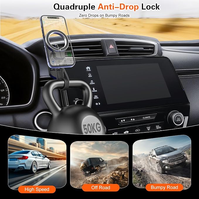 Car Phone Holder for Honda CRV 2017 2018 2019 2020 2021 2022: Magnetic Screen Cell Phone Mount for CR-V 5/7 Inch Touchscreen Accessories - 360�� Rotation Compatible with MagSafe for iPhone Samsung