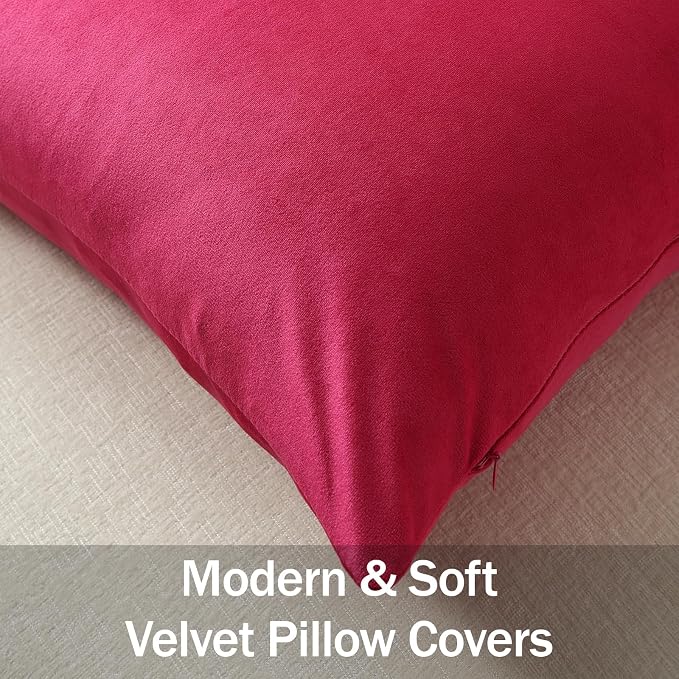 Lumbar Pillow Covers 12x20 Hot Pink: Pack of 2 Cozy Soft Velvet Rectangular Modern Luxury Decorative Throw Pillow Cases for Sofa Couch Living Room Bed Home Decor