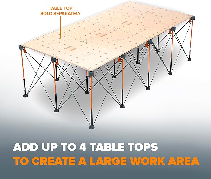 BORA Centipede 30in Folding Work Table - 48 x 96 Portable Workbench with 6000lb Capacity, 15-Strut Collapsible Work Bench for Garage, Mobile Workstation with Storage Bag - No Assembly Required CK15S