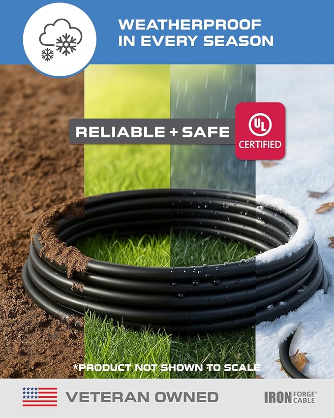 Iron Forge Cable Outdoor Extension Cord Waterproof 8 ft - 16/3 SJTW, 13 Amp Heavy Duty 3 Prong Extension Cord for Home or Garden