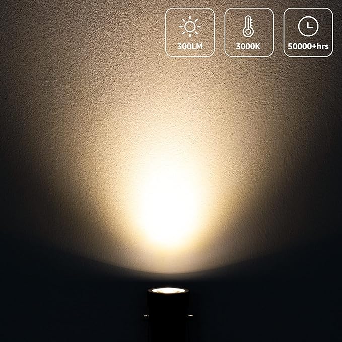SUNVIE 2 Pack LED Spot Lights Indoor Plant Spotlight Lamp Up Lights for Indoor Plants Accent Lighting 120V Warm White Uplight 5.9 FT Cord with Floor Foot Switch, White (Base and Stake Included)