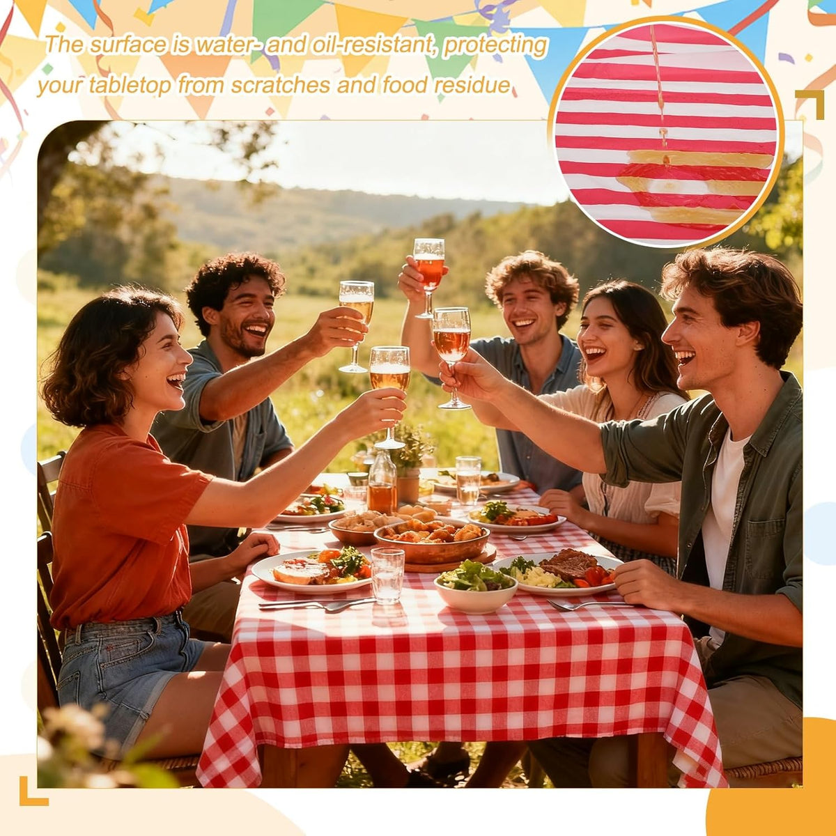 uxcell 5Packs Pink and White Striped Table Cloths 54 x 108 Inches Rectangle Plastic Tablecloth Waterproof Table Cover for Dining Birthday Party Kitchens Picnic