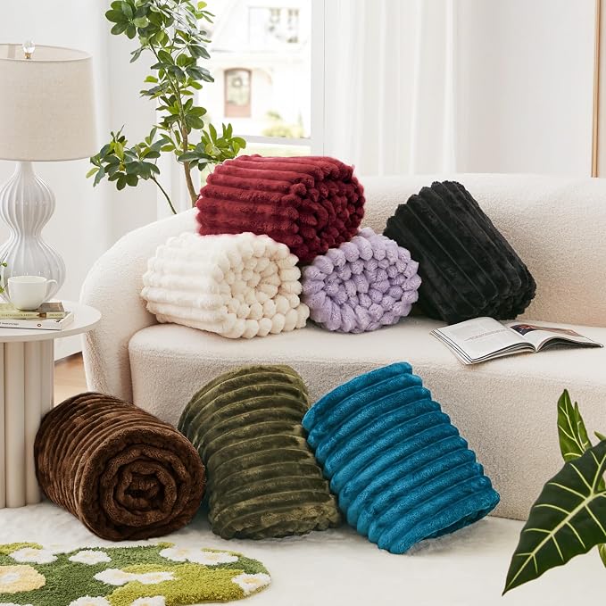 EXQ Home Gentle Soft Fleece Throw Blanket – Cozy Lightweight Blanket for Couch Bed – All-Season Warm Fuzzy Flannel Blanket for Women Mom Her – Gifts for Birthday(90"x108",Brown)