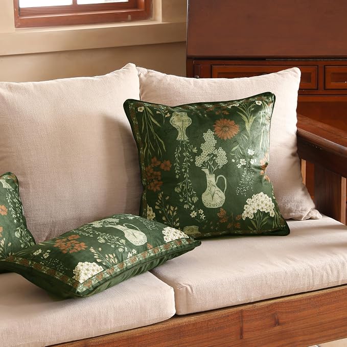 Designer Velvet Throw Pillow Cover,Set of 2,18"x18"-Nocturne | Pillow Cover,Concealed Zipper Design,Dragonfly Pattern,Sofas,Bedroom,Living Room,Lounge Chairs,All Season Home Decor