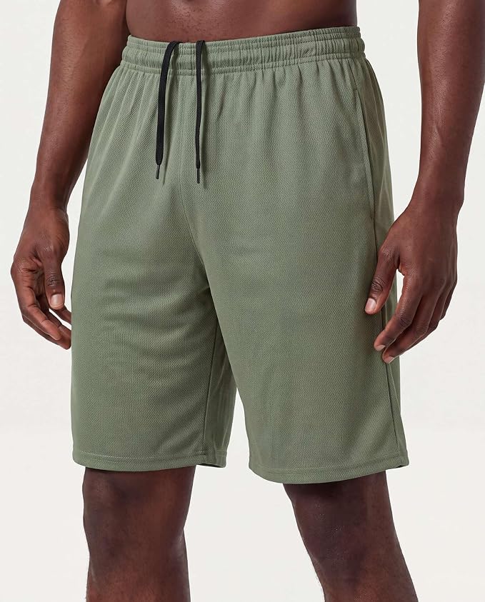 5 Pack Men's Mesh Shorts Athletic Basketball Sports Gym Workout Pockets | Cooling Moisture-Wicking, 9", Long, Quick-Dry, Breathable, Elastic Drawstring Waistband. Running, Exercise, Soccer, Training.