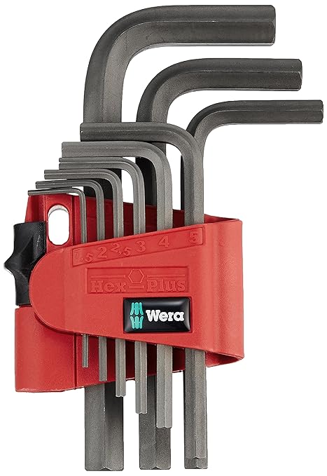 WERA 05021737001 950/9 Hex-Plus 7 L-Key Set, Metric, BlackLaser, 9 Pieces