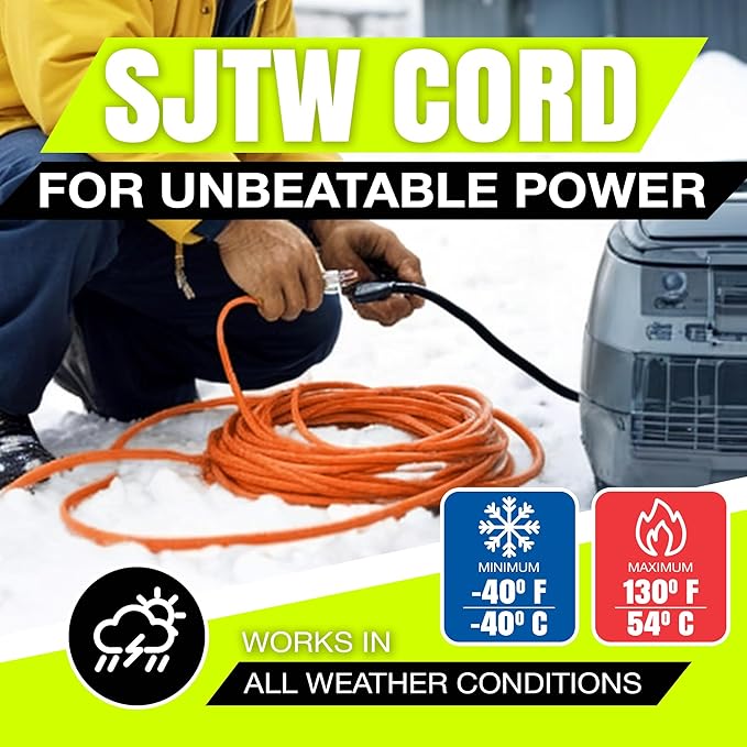 75ft Outdoor/Indoor Extension Cord 16/3 Gauge Heavy Duty 3 Prong SJTW, Waterproof, Flexible Cold-Resistant Long Power Cord,10A 125V 1250W, Orange by LifeSupplyUSA