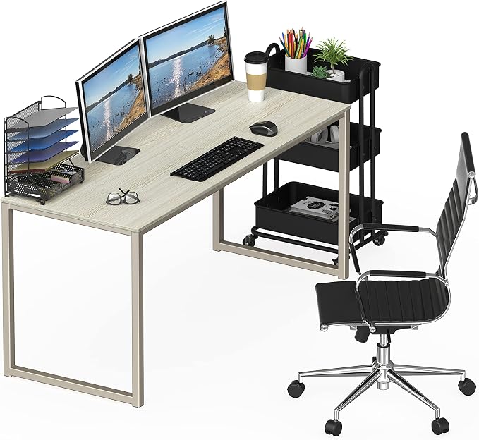 SHW Mission 55-Inch Home Office Computer Desk, Maple