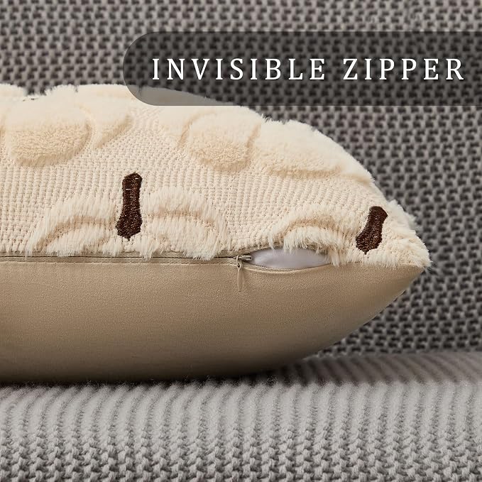 DFXSZ Fall Pillow Covers 18x18 2Pcs Beige Brown Pumpkin Fall Decorations | Fall decor Set of 2 Throw Pillow Cases Soft Plush Faux Fur Wool Couch Cushion for Chair Sofa Bedroom Living Room Home Decor