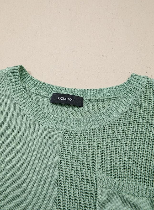 Dokotoo Summer Knit Tops for Women Sleeveless Crewneck T Shirts Casual Lightweight Sweater Blouses Shirts