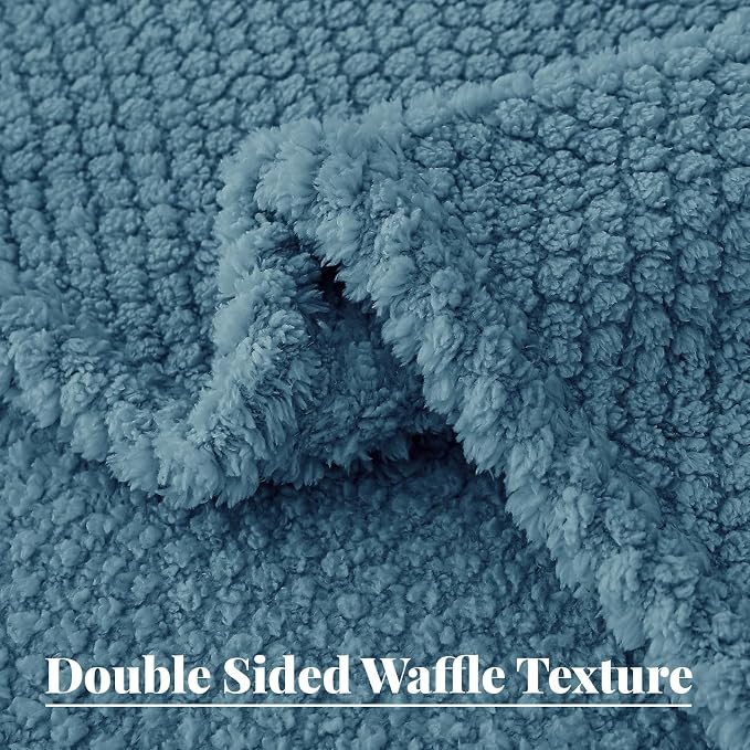 Whale Flotilla Soft Fleece Twin Size Bed Blanket, Slate Blue | 60x80 Inch, Suitable for Bed, Fluffy Fuzzy Jacquard Blankets for All Season, Lightweight and Cozy