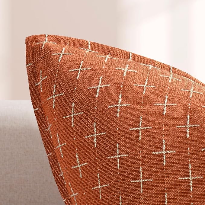 Pillow Covers 26x26 Set of 2 Soft Polyester Textured Pillow Covers with Stylish Flange Edge Cozy Farmhouse Throw Pillows for Couch Bed Sofa Living Room