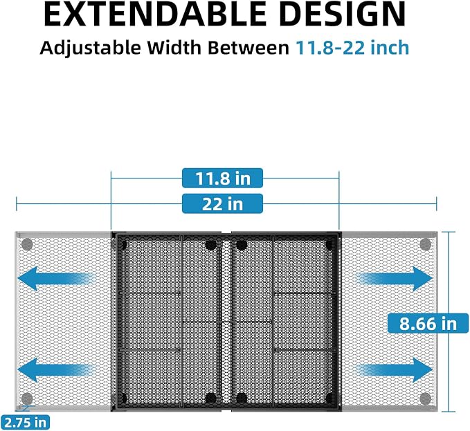 Marbrasse Expandable Desk Drawer Organizer, Mesh Drawer Organizer Tray with 10 Adjustable Compartments, Desk Organizers and Accessories for Office Supplies (Longer Expandable Drawer Organizer-B)