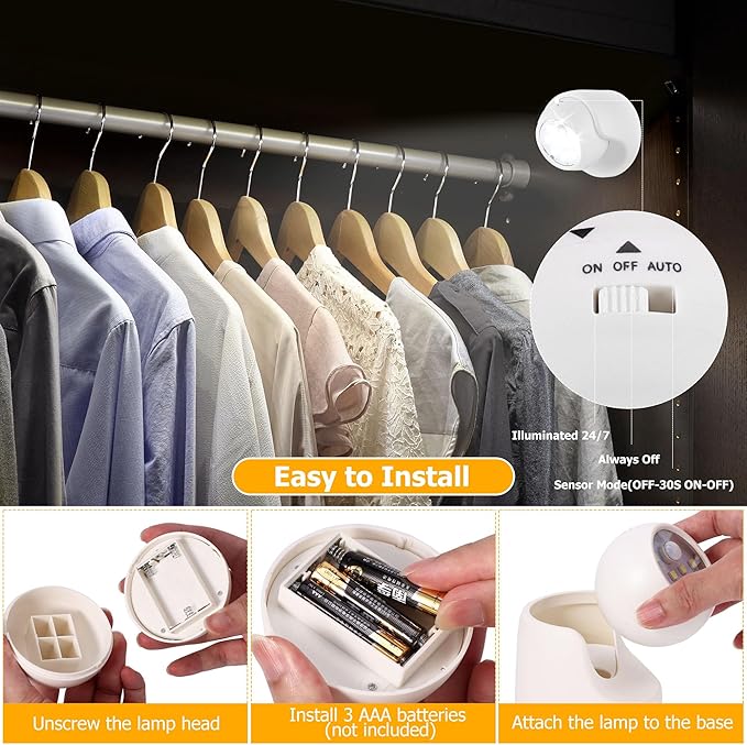 Motion Sensor Outdoor Lights - Outdoor Motion Sensor Light Battery Operated Wireless Spotlight Motion Detector Security Light Auto On Off for Sheltered Porch Stair Hallway Garage Wall Shed (1 Pack)