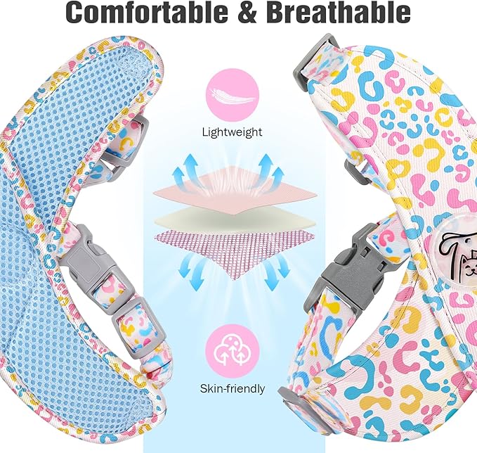 Pawaboo Small Dog Harness and Leash Set, Puppy Harness X-Frame No Pull No Choke, Dog Vest Harnesses Adjustable for Small Medium Sized Dogs,Soft Breathable Pet Harnesses, M, Colorful Leopard