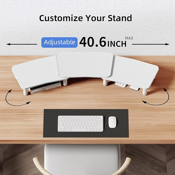 Dual Monitor Stand For Desk,Adjustable Height Long Wood Computer Riser | For Computer,Notebooks,Laptop,Printer,TV,Decoration for Office & Home ,White